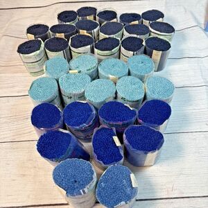 Vintage Wool LeeWards Crafts Latch Hook PreCut Rug Yarn Lot of 35 Blue Shades